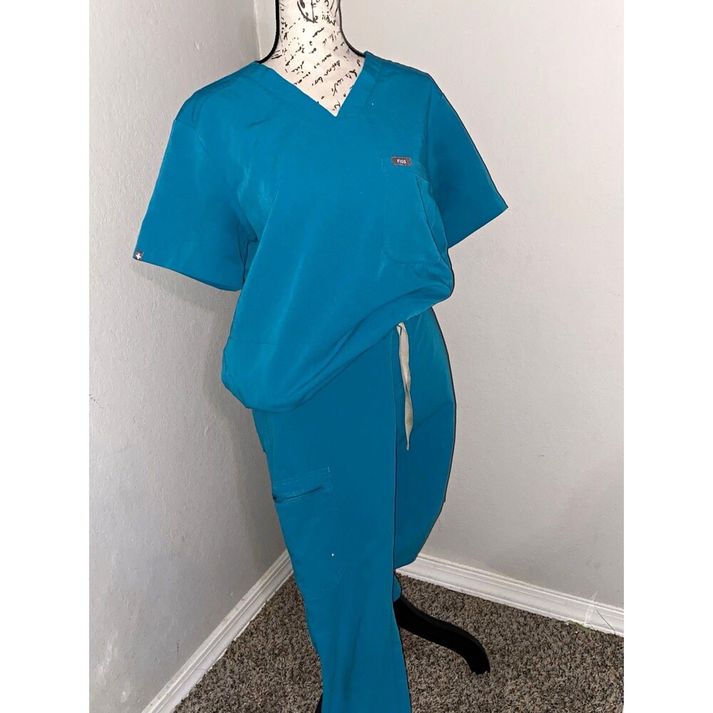 FIGS Women’s Technical Collection Scrub Set XS Blue Solid Woven Poly Blend